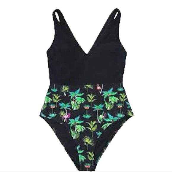 Cupshe Black Flamingo Swimsuit Size S - Picture 2 of 6